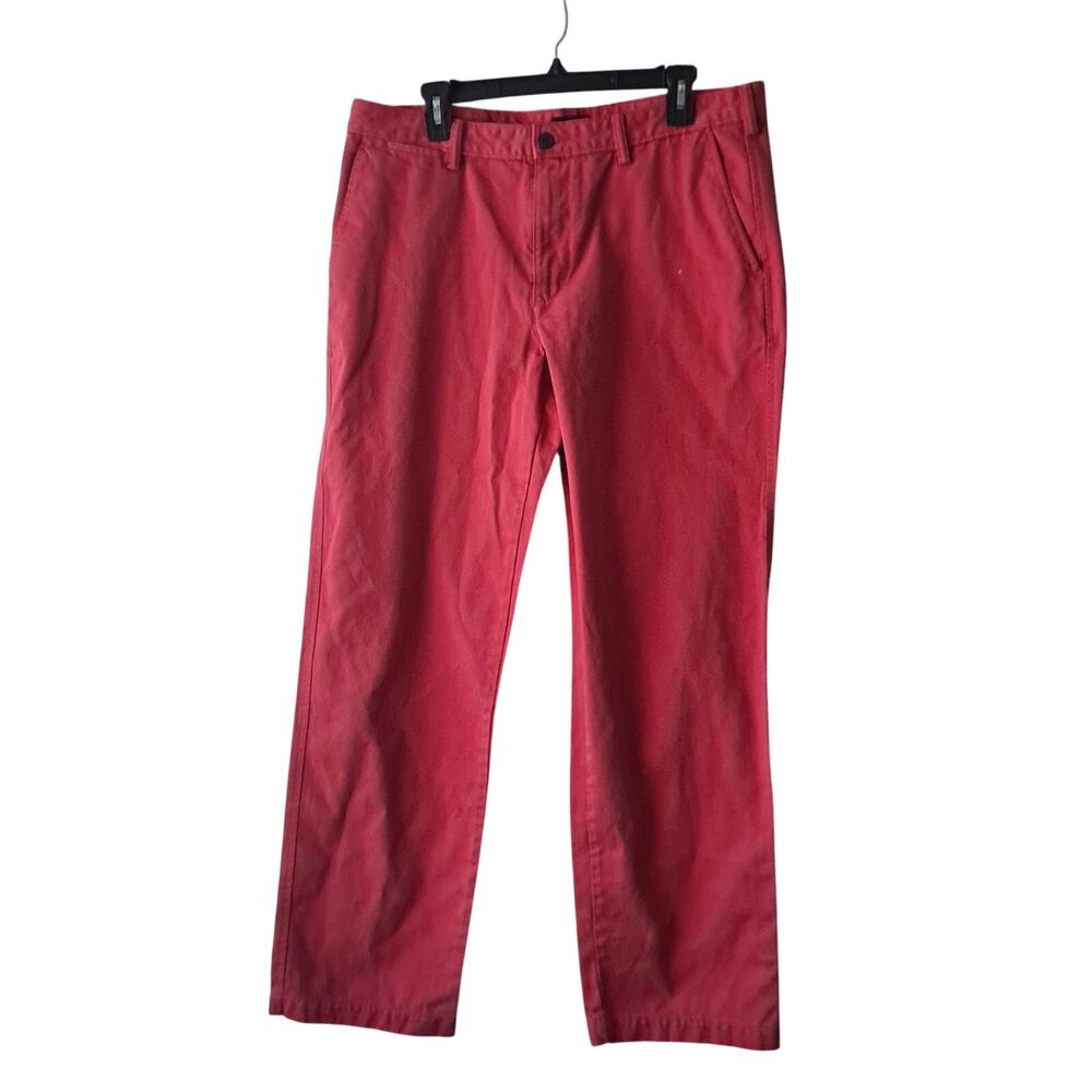 Lands' End Men Chino Pants Traditional Fit Straight Leg Flat Front Terracota -35